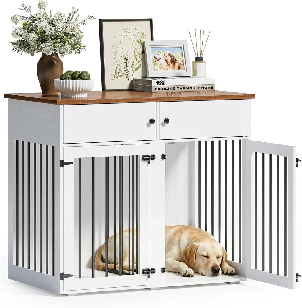 41" Dog Crate Furniture, Heavy Duty Dog Cage with Removable Divider