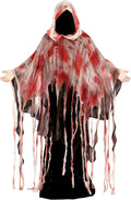 Halloween Horror Hooded Cloak Scary Ghost Tattered Bloody Robe Medieval Wizard Death Red Cape Vampire Cosplay Costume