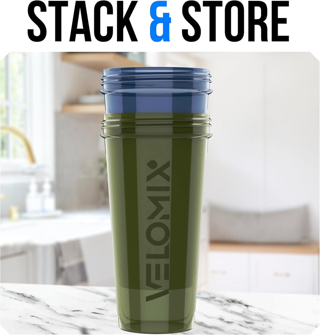2 Pack 28oz Protein Shaker Bottle for Protein Mixes, Blue/Green | 2x Wire Whisk, Leak Proof Shaker Cups for Protein
