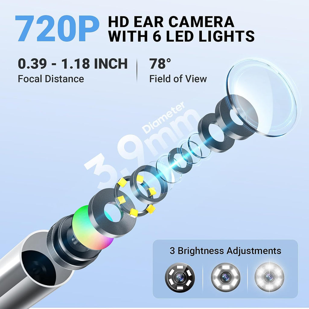 Wireless Digital Otoscope with Built-in Screen and Lights for Home Use