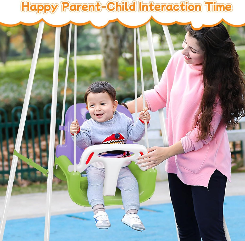 4-in-1 Toddler Swing Set & Baby Jumper and Bouncer for Toddlers, Foldable Baby Swing Stand for Outdoor Indoor Play