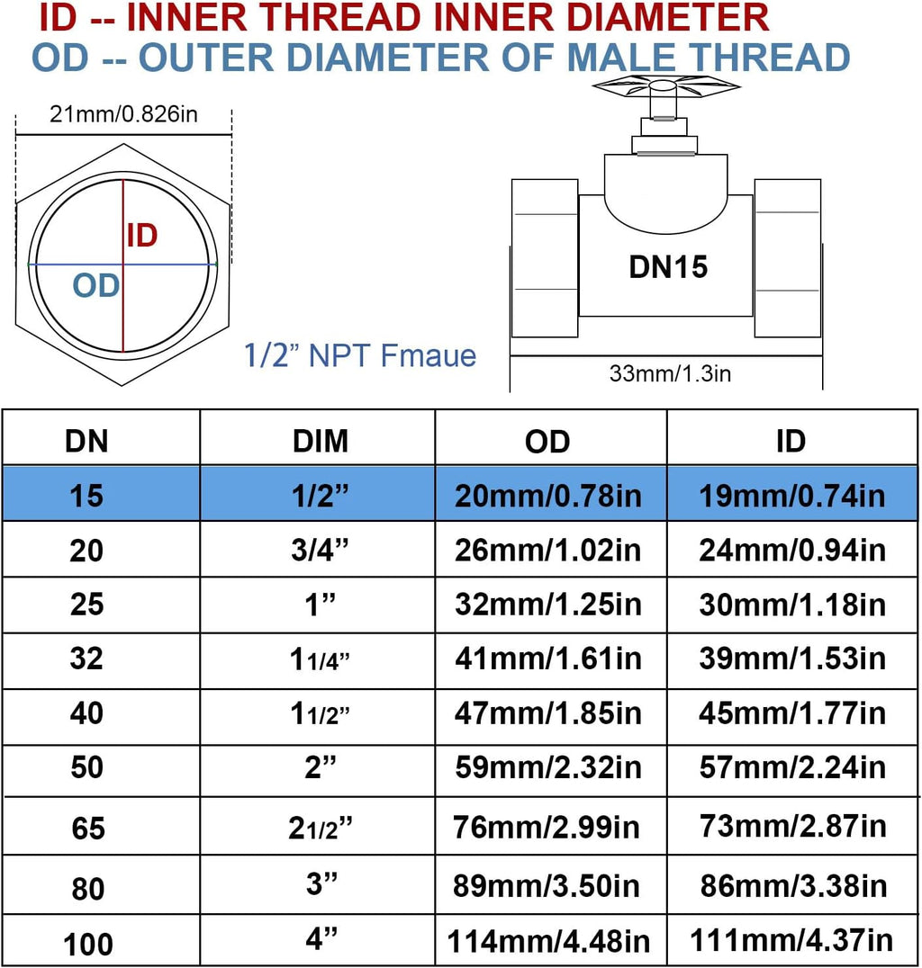 NPT 1/2” Brass Gate Valve DN15