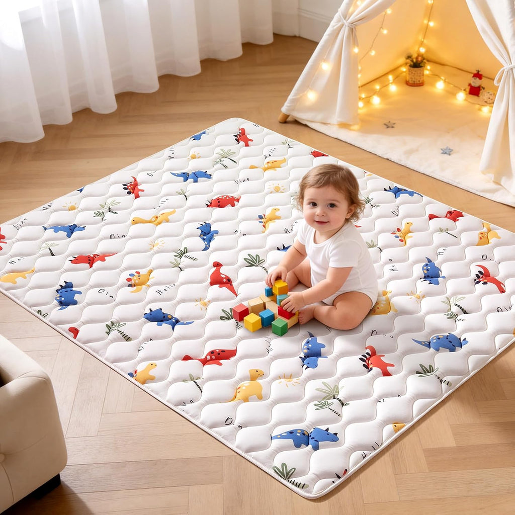 Odorless Premium Foam Baby Play Mat 50" x 50", Soft Microfiber Fabric Crawling Mat for Floor- Comfortable and