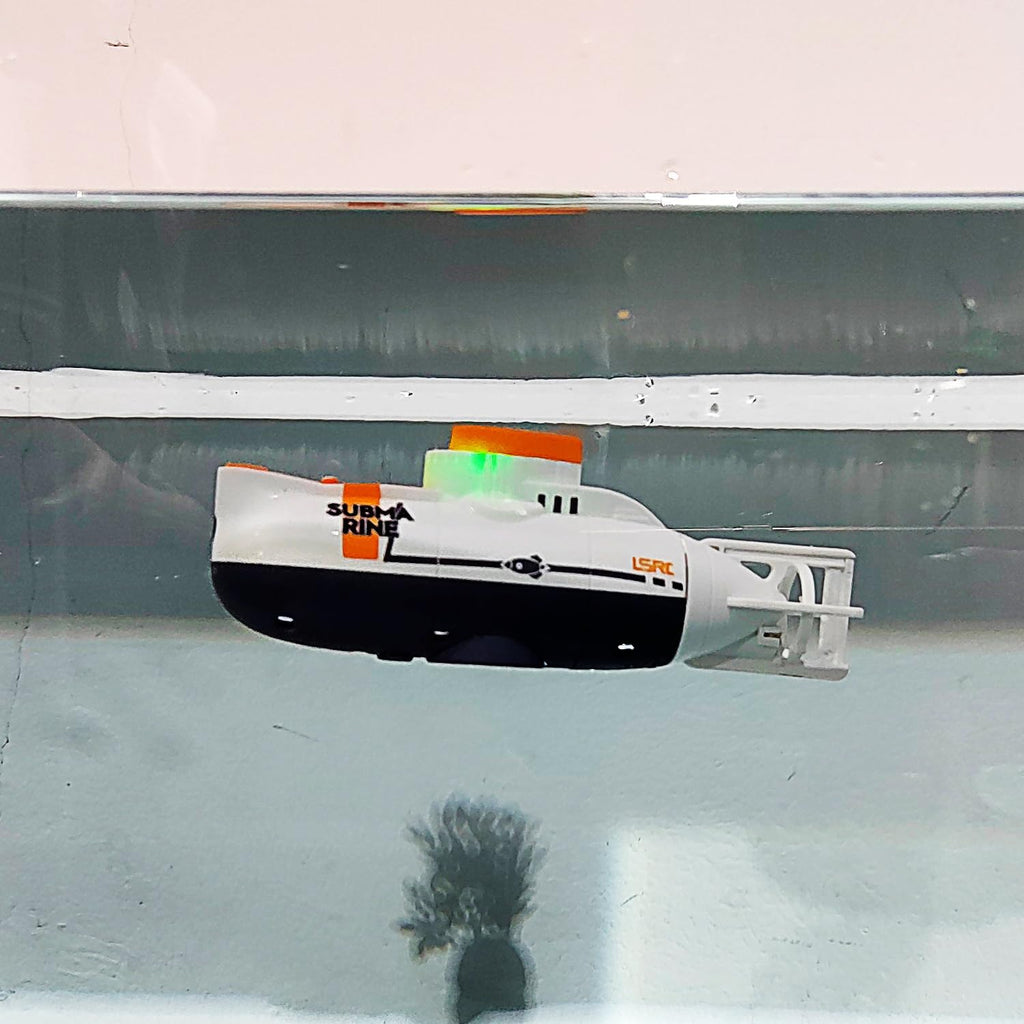 RC Submarine Toy Remote Control Boat Underwater Diving Waterproof for Fish Water Tank Kids Birthday Gift (White)