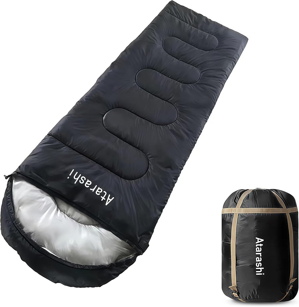 Camping Sleeping Bag- 4 Seasons for Adults, Light, Warm, Extra-Large with Compression Sack- Great for Hiking