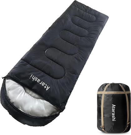Camping Sleeping Bag- 4 Seasons for Adults, Light, Warm, Extra-Large with Compression Sack- Great for Hiking