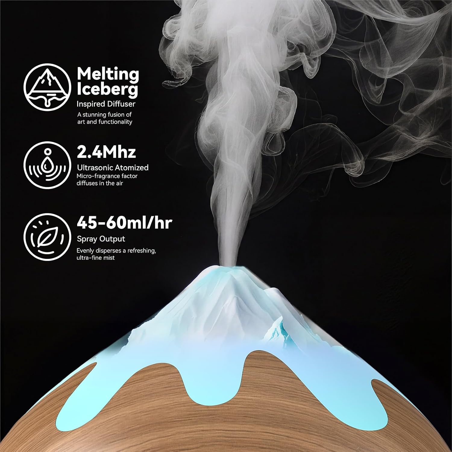 500ML Essential Oil Diffuser, Ultrasonic Aromatherapy Diffuser with Remote Control, Air Diffusers for Home Office