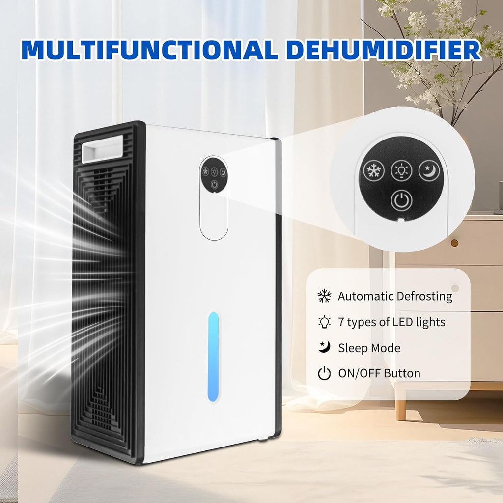 Dehumidifier for Basement, 1076 sq.ft Dehumidifiers for Home Bedroom Bathroom RV with Drain Hose, 72 OZ Quiet