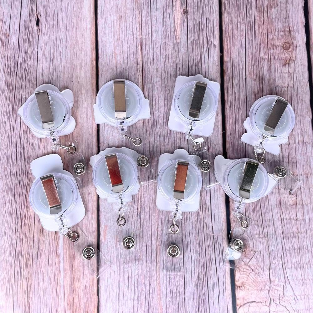 8 PC Funny Nurse Badge Reel Retractable ID Card Holder; Cute Nurses Reels Clip Holders Lanyard Accessories for ER CNA
