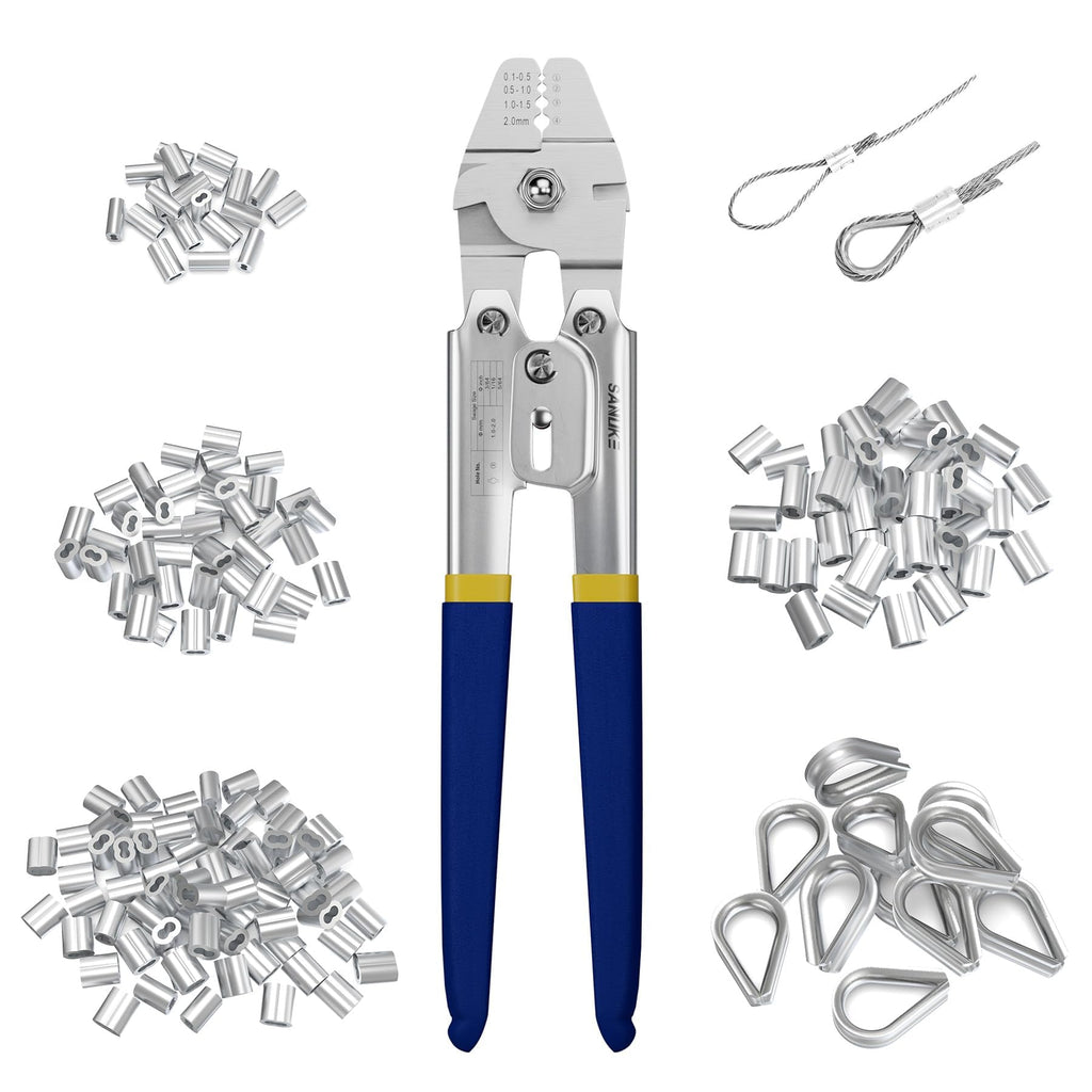 Sanuke Wire Rope Crimping Kit, Cable Swaging Tool Crimps up to 2.2mm