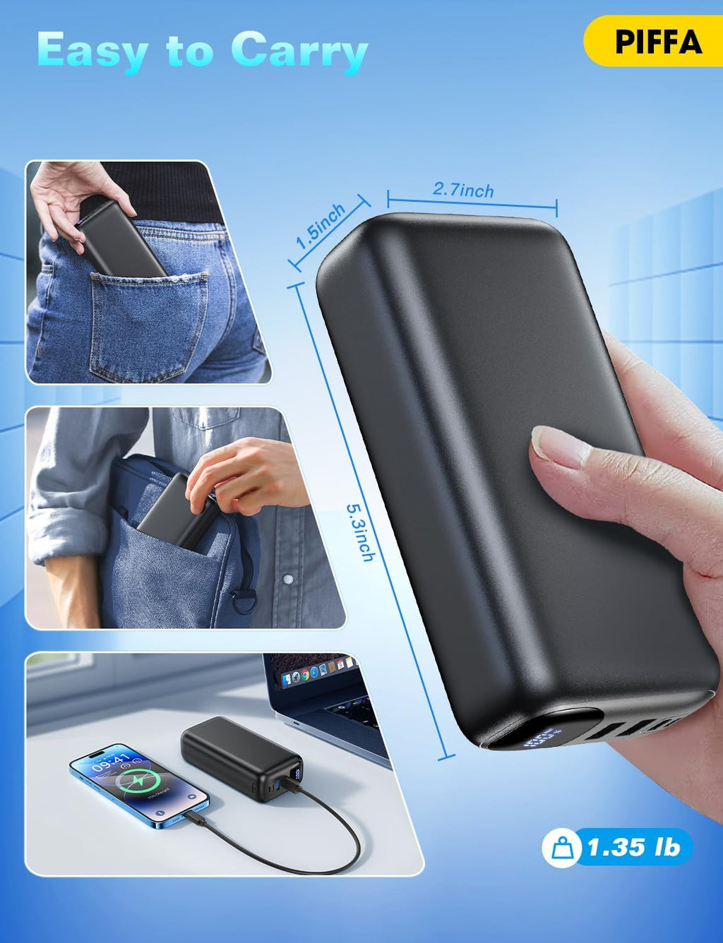 Portable Charger Power Bank - 50000mAh Battery Pack, 22.5W Fast Charging Powerbank,Travel Essential for Portable