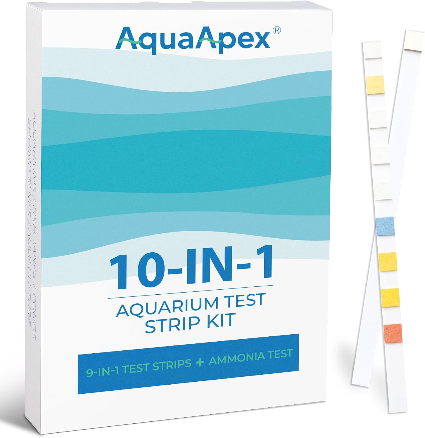 10-in-1 Ammonia Test Kit Aquarium (100 Strips): 50 Multi-Test + 50 Ammonia | Aquarium Test Strips for Freshwater &