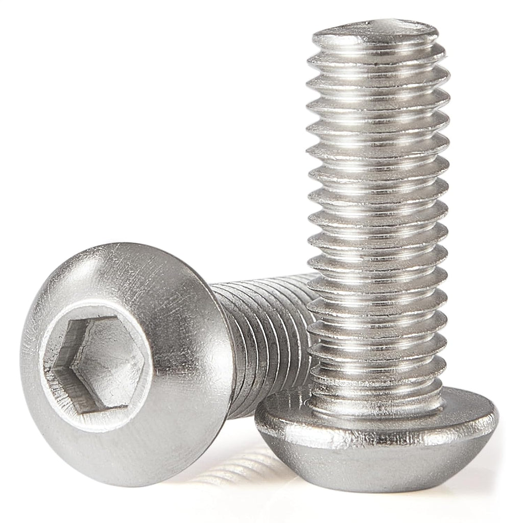 #10-32 x 1-1/4" Button Head Socket Cap Screws Bolts, Stainless Steel 18-8 (304), Metric Allen Hex Drive, Fully Threaded, Bright Finish, 30 PCS