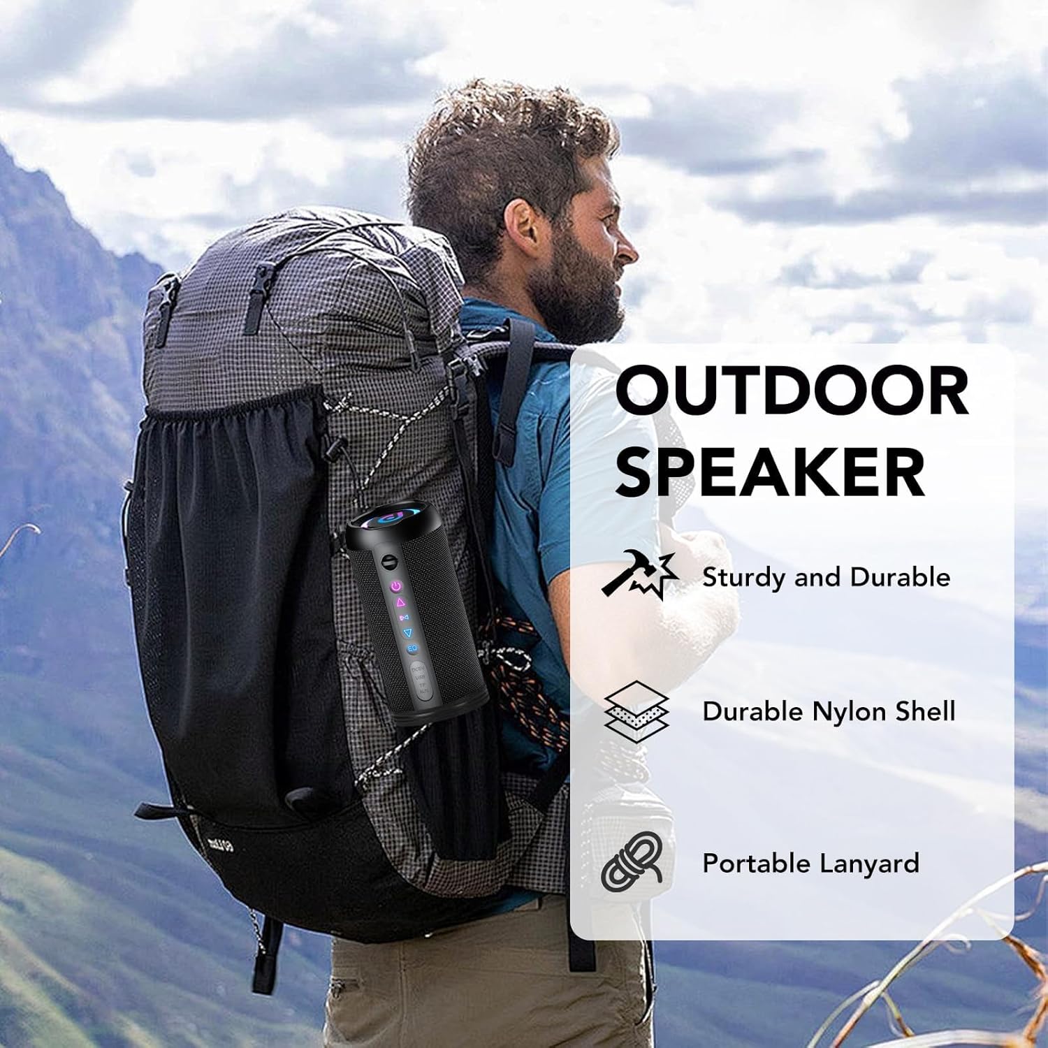 Portable Bluetooth Speaker, Bluetooth 5.4 Speaker, 30W Dual Speaker, 2.0 Channel, Deep Bass, 30H Playtime, Colorful
