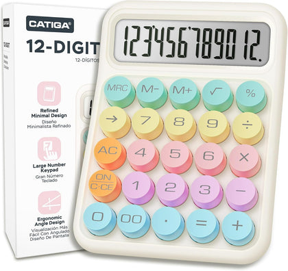 Mechanical Switch Calculator, Colorful Calculator with 12 Digit Large LCD Display & Big Buttons for Office Desk