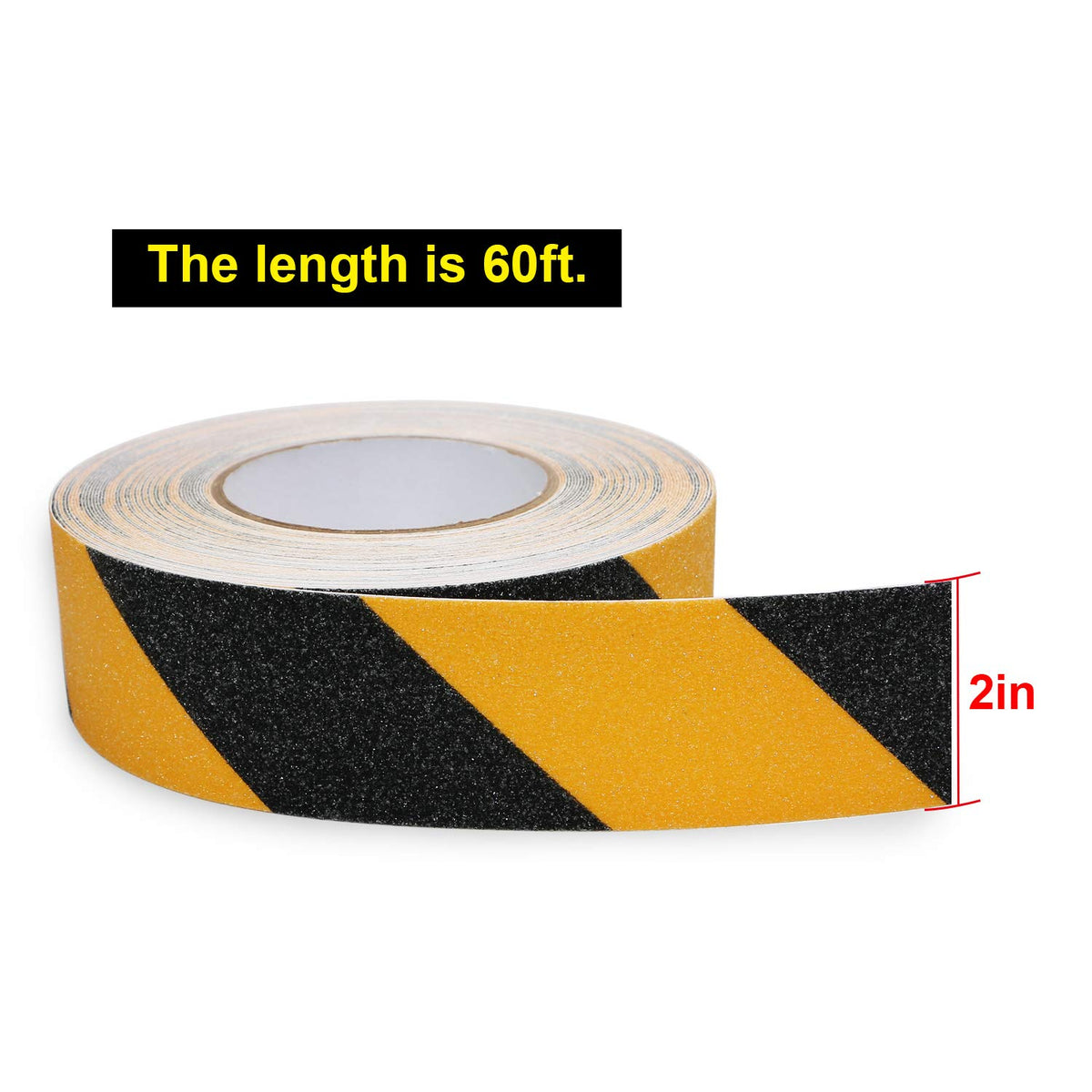 Anti Slip Safety Grip Tape 2 Inch x 60 Ft Heavy Duty Black & Yellow