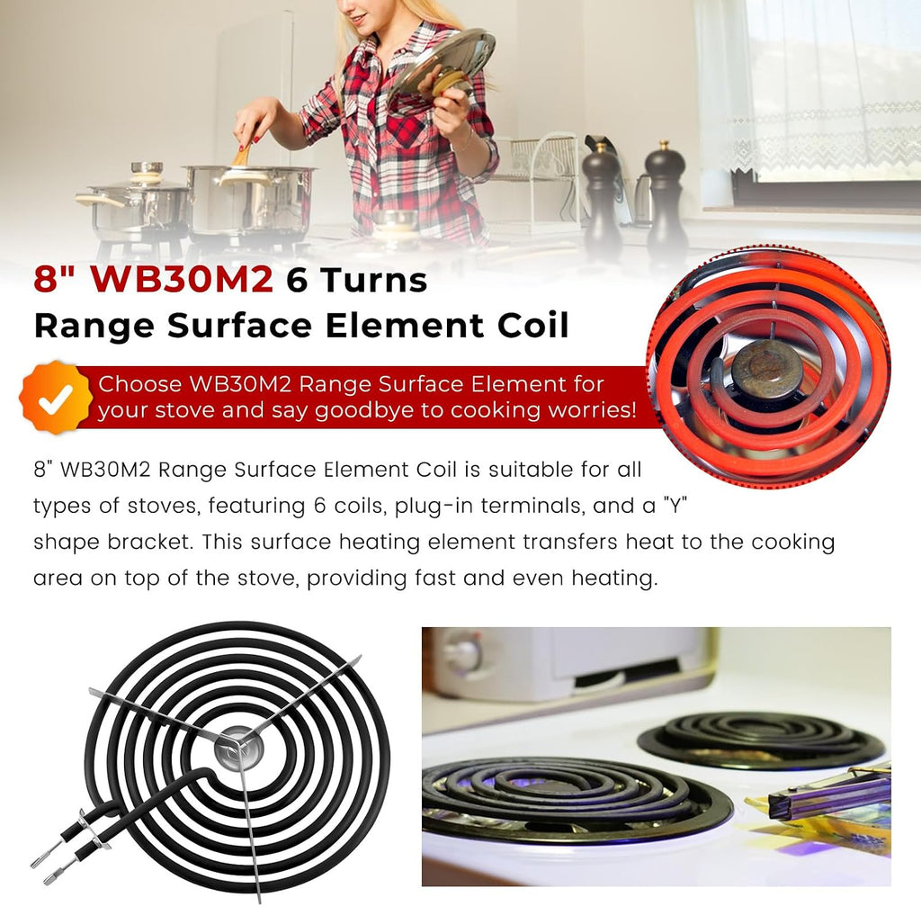 WB30M2 8" Range Stove Burner Coil Element fit for G.E Stove Range