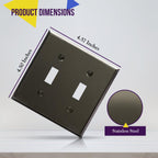 ENERLITES Toggle Light Switch Metal Wall Plate, 2-gang Polished Black