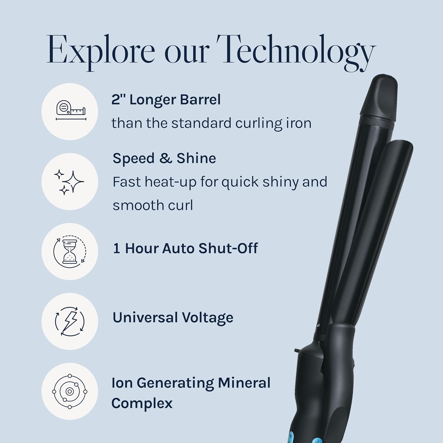 Long Barrel Curling Iron, Moisture Heat Technology & NanoIonic MX | Versatile Curling Styler with Longer Barrel for