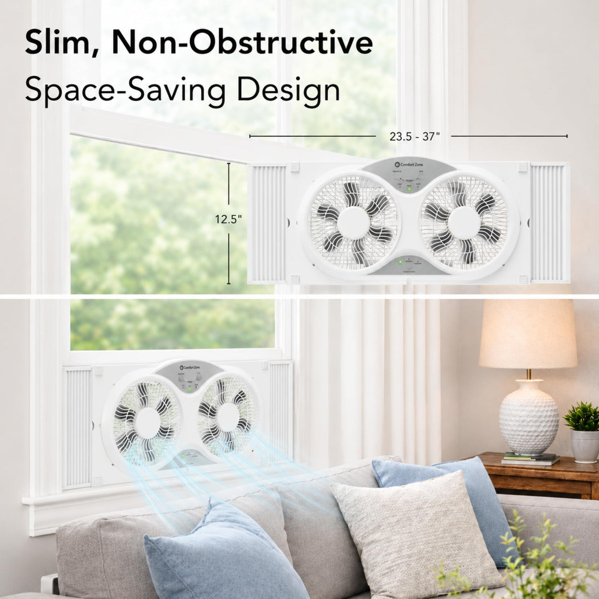 9" Smart Reversible Twin Window Fan with WiFi & Remote