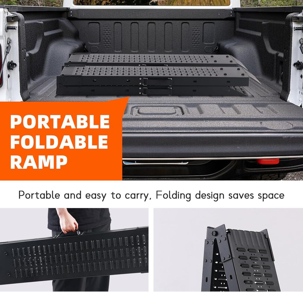 72.5" Heavy Duty Folding Loading Ramps with Sandblasted Finish, 1500lb Capacity, Ideal for Motorcycles, Lawn Mowers