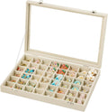 48 Grid Earring Organizer,Velvet Jewelry Tray with Clear Lid | Drawer Jewelry Organizer for Rings Studs