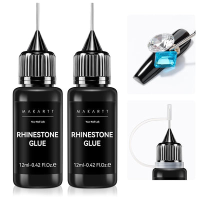 2Pcs Rhinestone Glue, Strong Hold 3D Gel Nail Art Nail Gem Glue