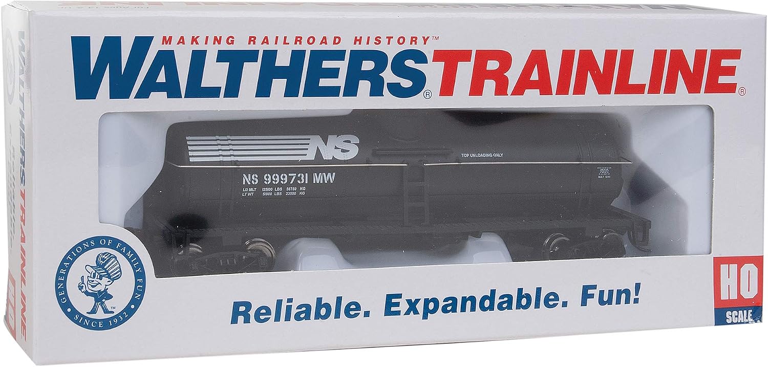 Tank Car-Ready to Run-Norfolk Southern (Black, White) 931-1447 HO Scale Model Railroad - Freight Model