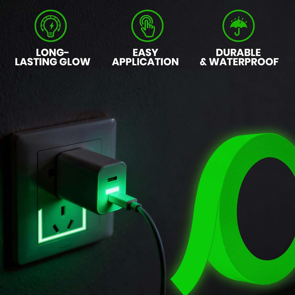 ADHES Green Glow in The Dark Tape 1 Inch x 65FT
