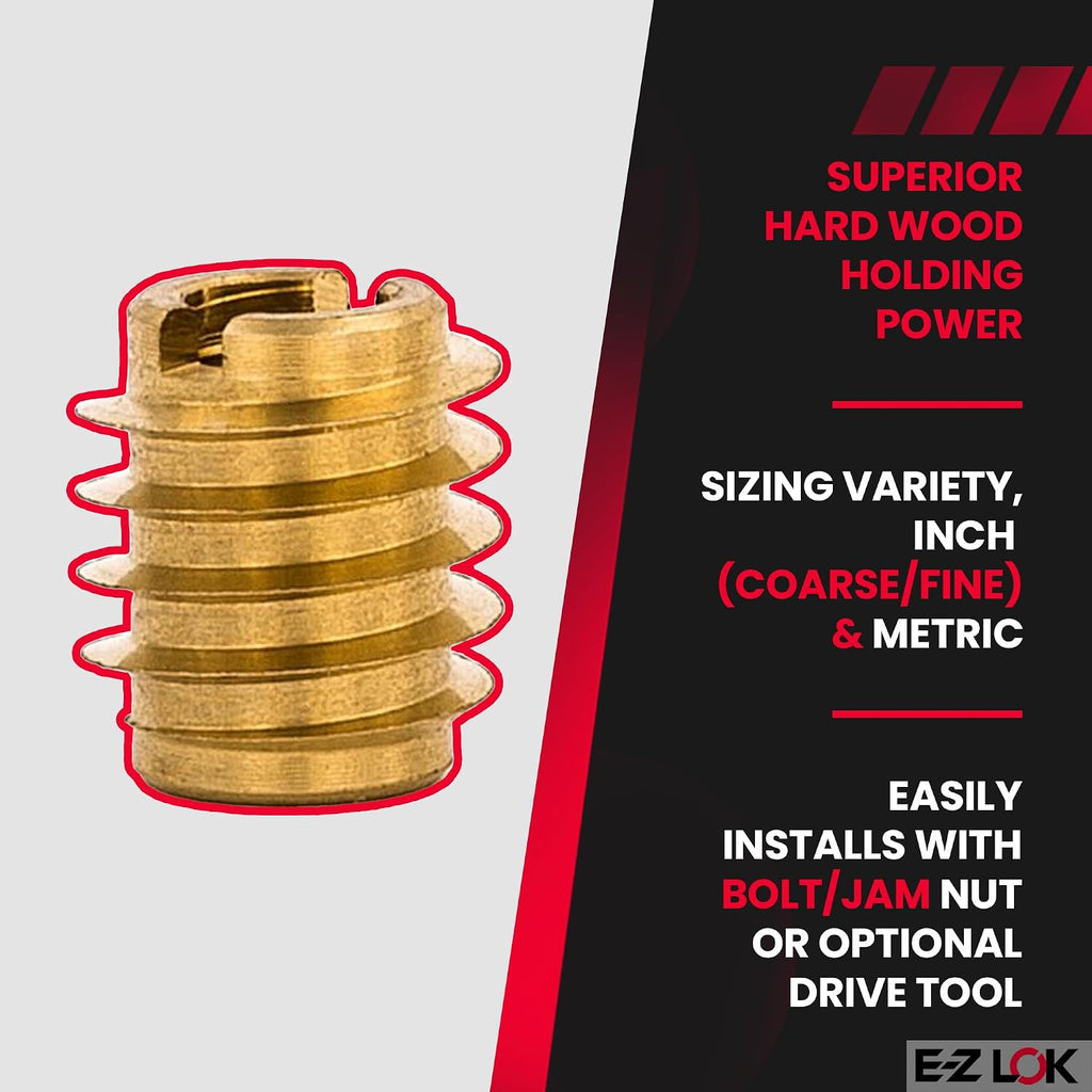 E-Z LOK Knife Thread Insert for Hard Wood, 6-32, 0.375 in, 25 ct