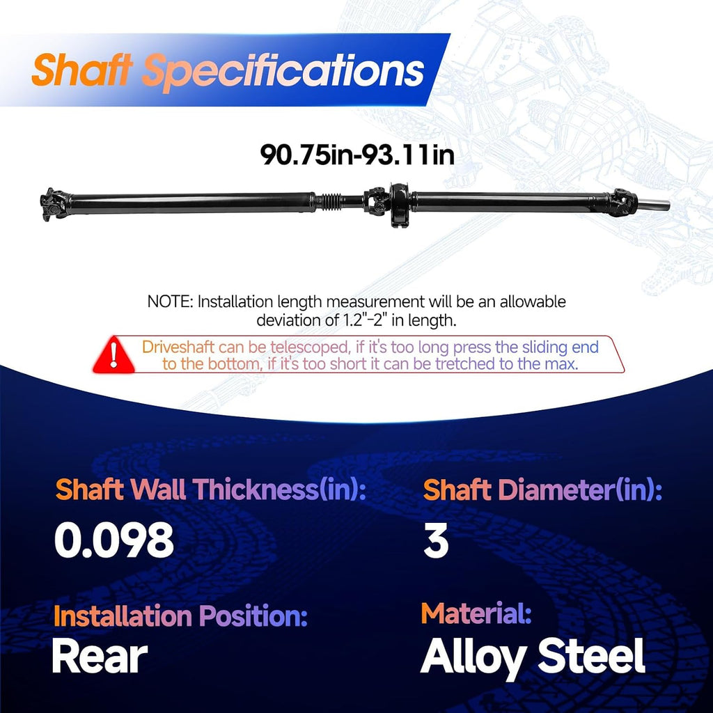 652013 Rear Drive Shaft Prop Shaft Driveshaft Assembly [4.2L 4.6L, RWD, Automatic Transmission, 144.5" 144.7" WheelBase] Fit for Ford F-150 F150 2004-2008, OE 8L3Z4R602E