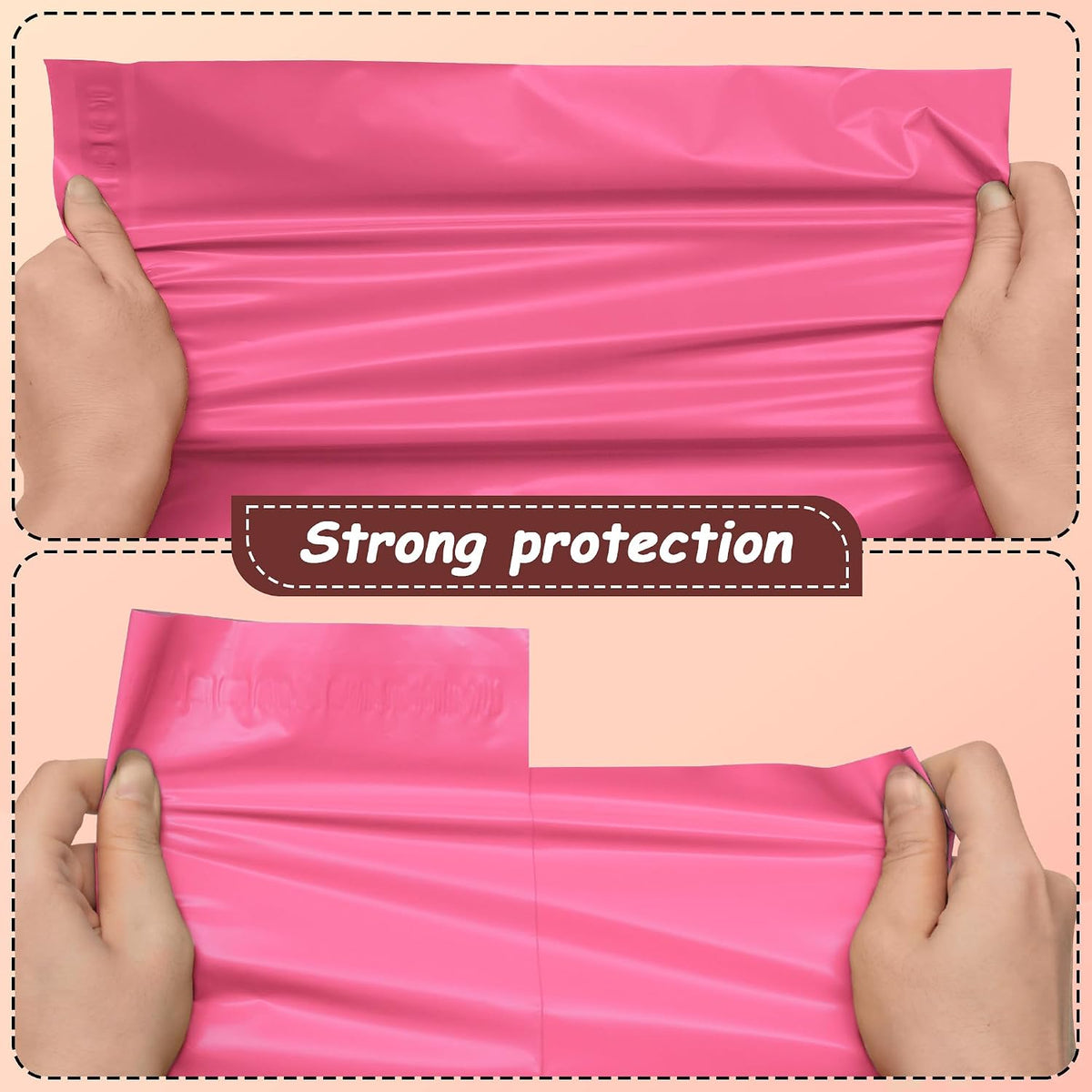 Pink Poly Mailers with Handle, 10x13 Inch 100 Pcs