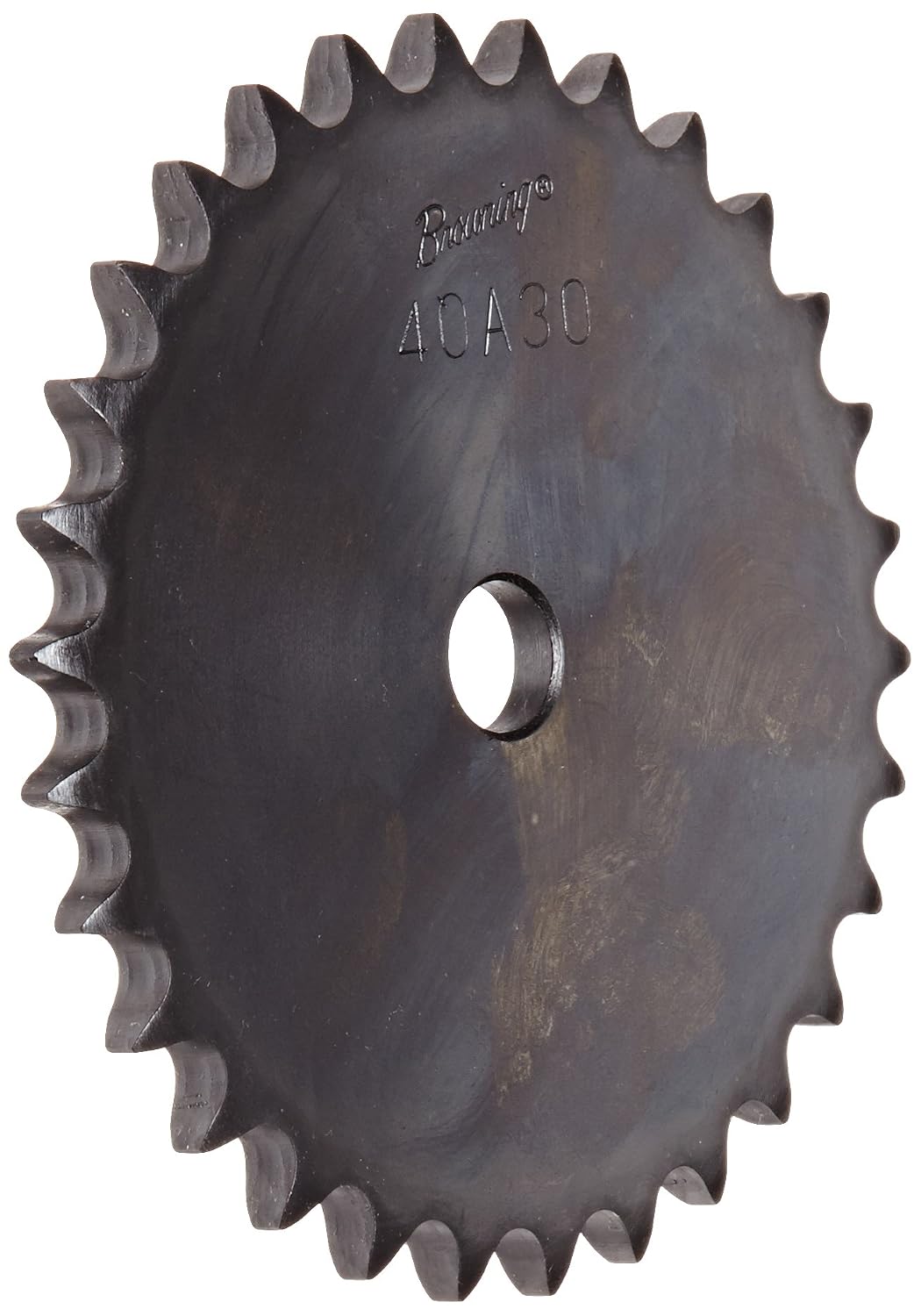 Browning 40A30 Plate Roller Chain Sprocket, Single Strand, Type A Hub, Steel, 5/8" Stocked Bore, 30 Teeth