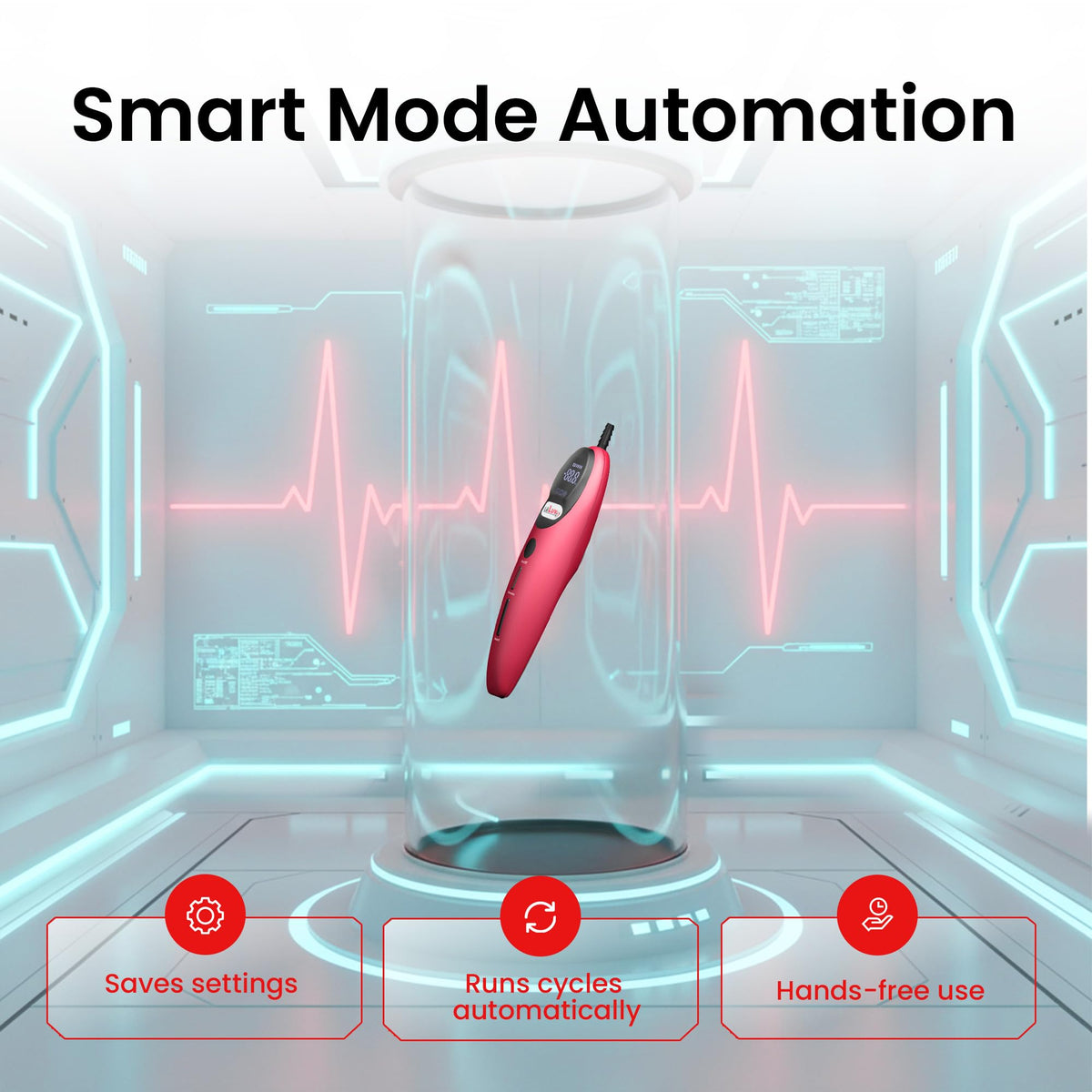 LeLuv Magna LCD Electric Vacuum Pump Controller, 6 Smart Modes, Red