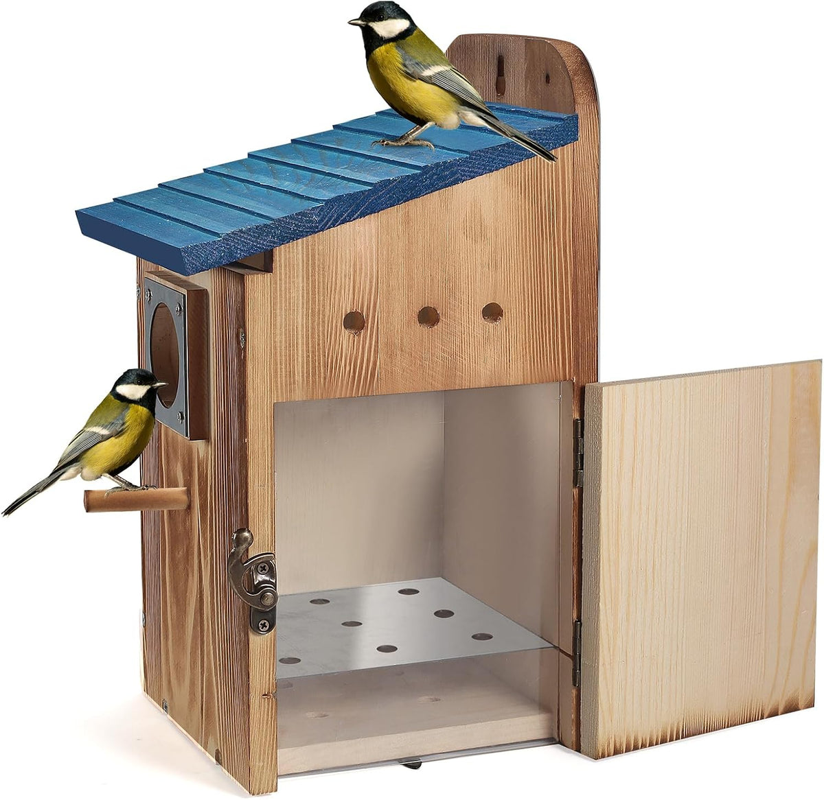 Blue Bird Houses for Outside with Gift Box - Durable Birdhouses for Outdoors with Clear View Panel & Predator Guard