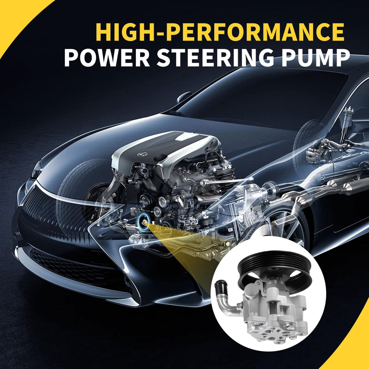 New Power Steering Pump Compatible with Jeep Commander 2006-2010, Grand Cherokee 2005 2006 2007 2008 2009 2010 V8 5.7L Sport Utility Replace # 21-5461, 52089883AC