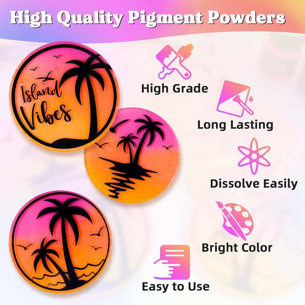 Neon Pigment Powder,12Colors Fluorescent Powder | 10g/Bottle of Mica Powder for Epoxy Resin,Nail,Tumblers,Soap