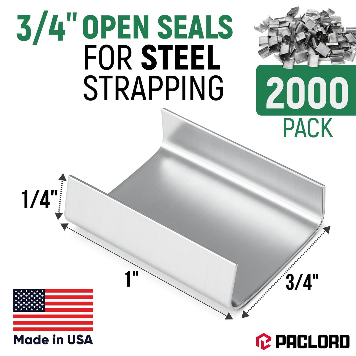 3/4" Open Seals for Steel Strapping, Pack of 2000
