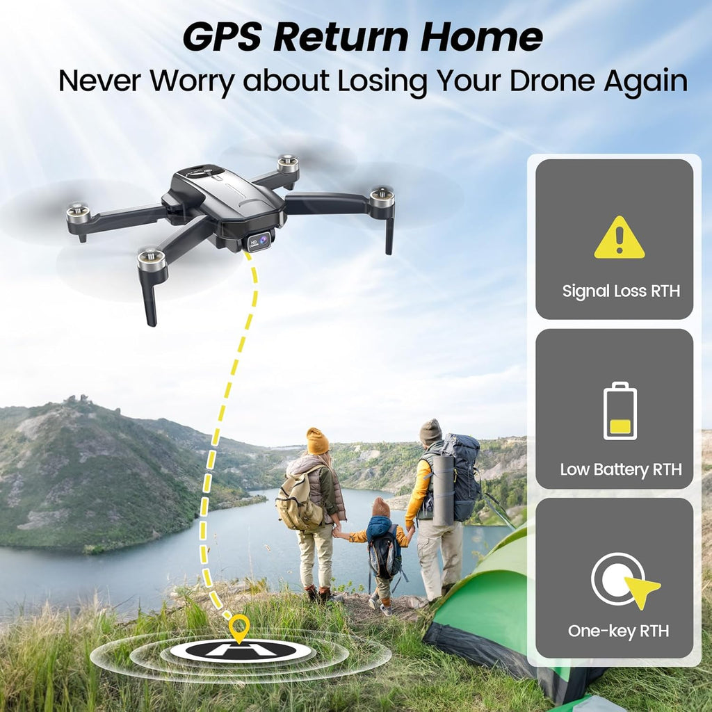Drones with Camera for Adults 4k, WF31 GPS RC Drone FPV Foldable Quadcopter for Beginner with Brushless Motor, 5G