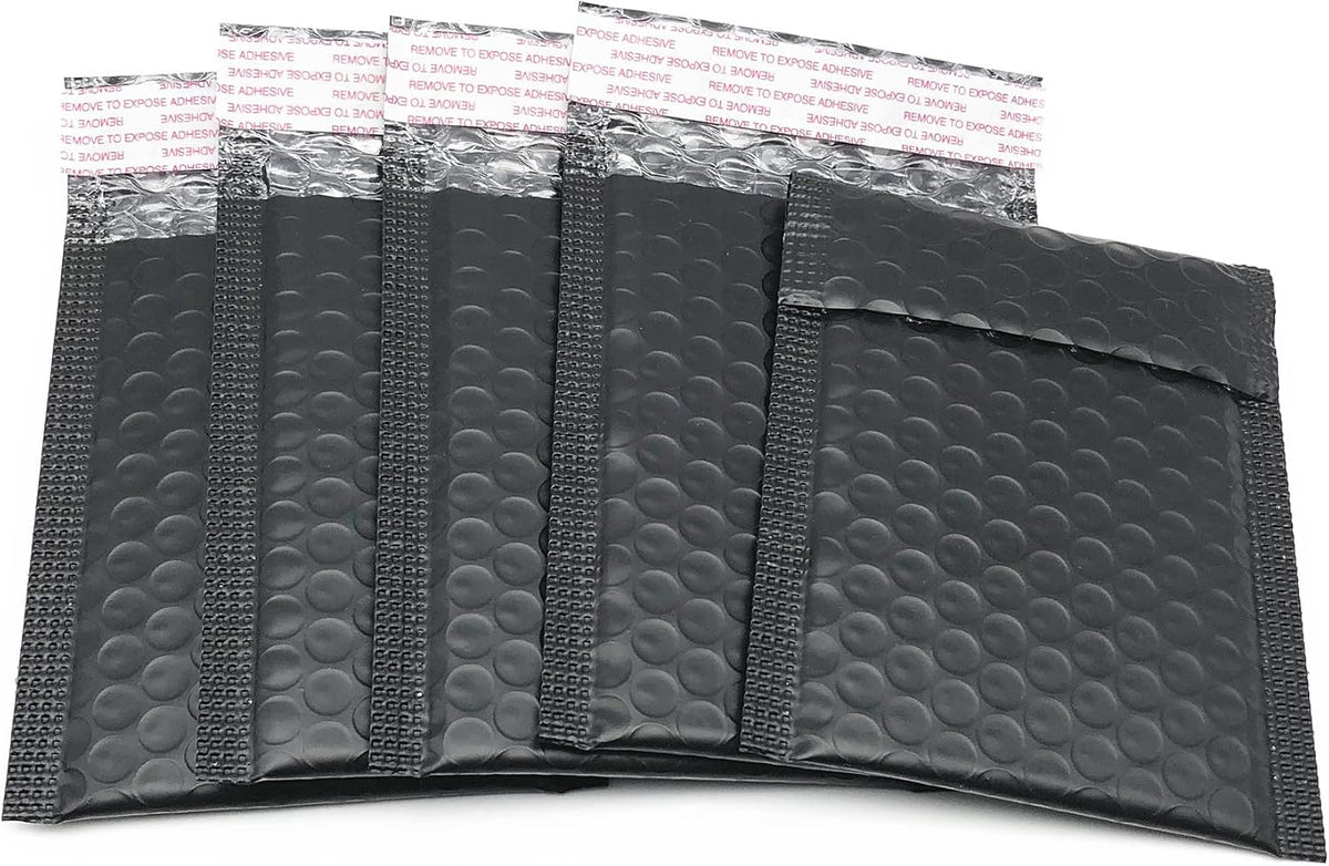 5x7 Inch Black Poly Bubble Mailers Small Self-Sealing Shipping Bags 100Pack