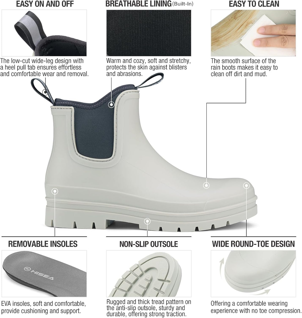 Women's Chelsea Rubber Rain Boots Ankle Rain Boots Waterproof Women Neoprene Short Garden Boots