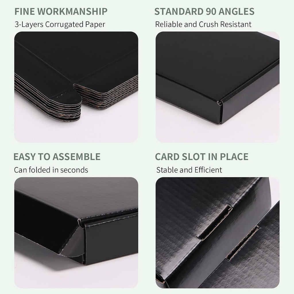 7x5x1 Inches Black Shipping Boxes Pack of 50, Cardboard Corrugated Mailer Boxes for Packaging Small Business, Small