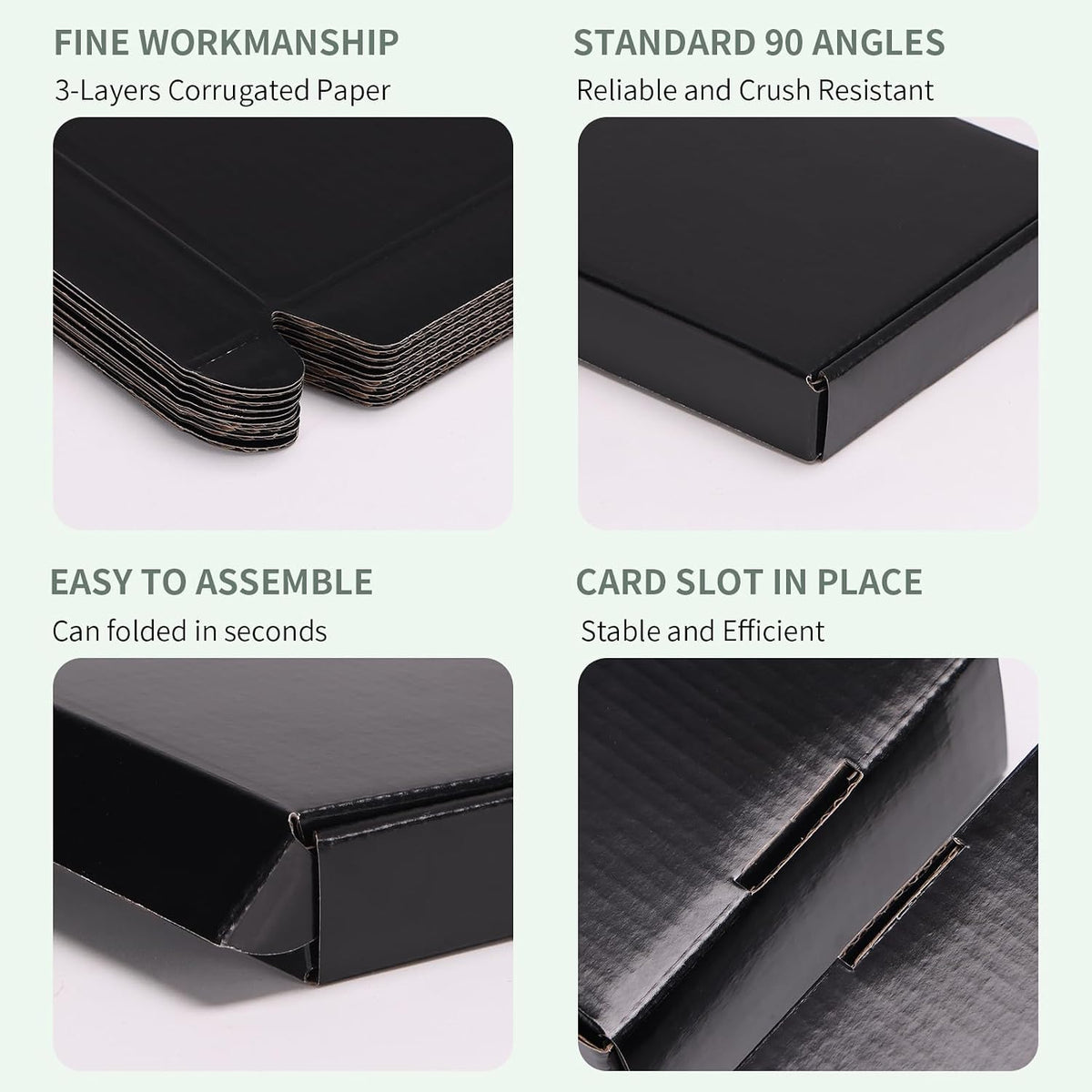 7x5x1 Inches Black Shipping Boxes Pack of 50, Cardboard Corrugated Mailer Boxes for Packaging Small Business, Small