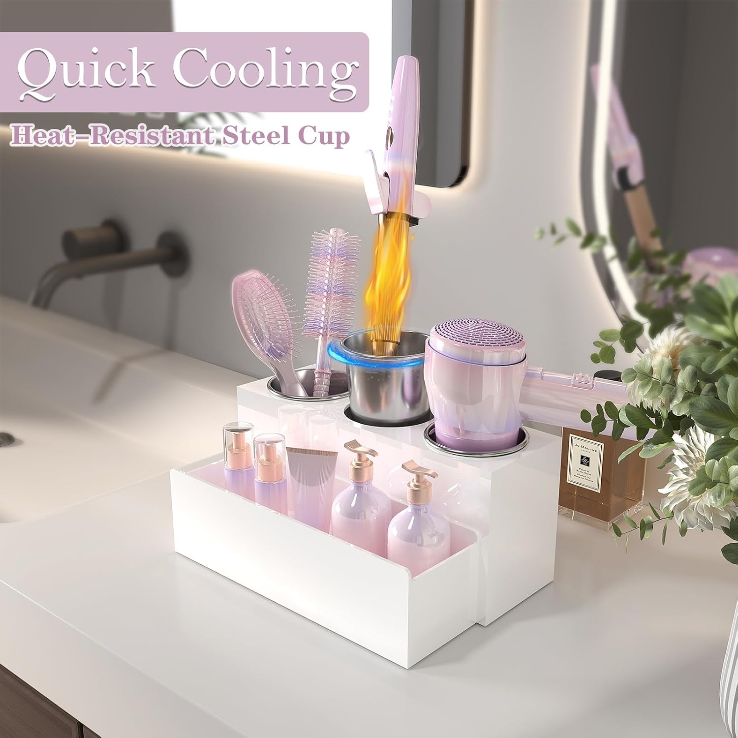 Hair Tool Organizer, Removable Blow Dryer Holder for Bathroom, Hot Tools Organizer For Hair Dryer, Blow Dryer