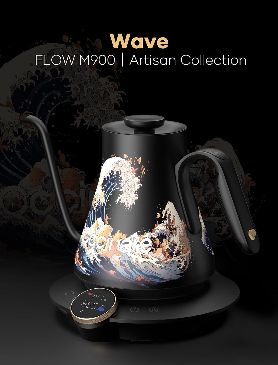 Artisan Collection Gooseneck Electric Kettle, ±0.5°F Temperature Control for Pour Over Coffee & Tea, 1500W Quick