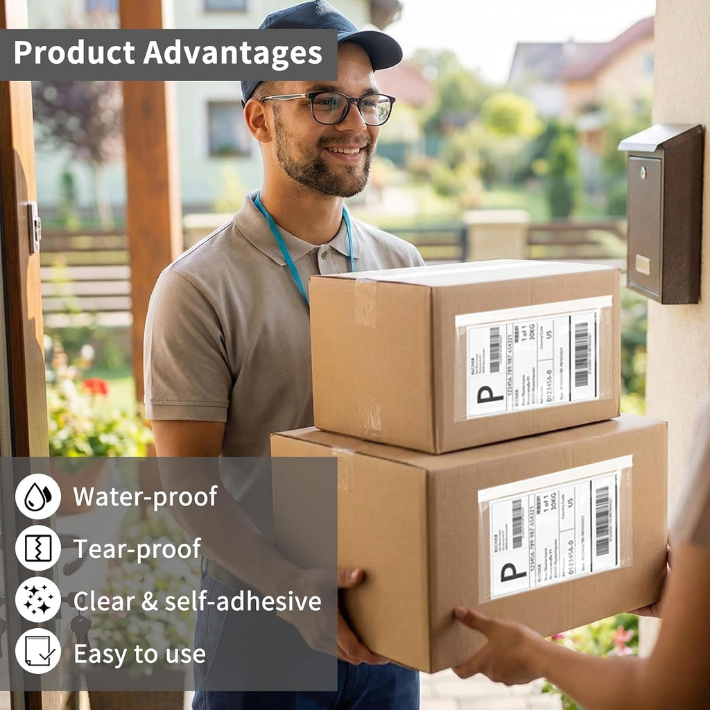 6" x 9" Shipping Label Sleeves Plastic Envelopes Self-Adhesive Top Loading Packing List Envelopes, Clear Mailing