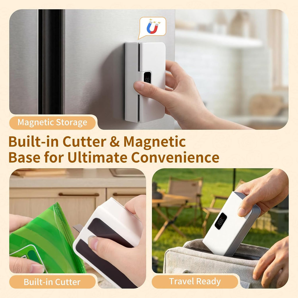 Mini Rechargeable Bag Sealer with LED Display for Food Storage