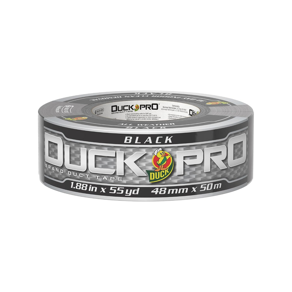 Pro Heavy Duty Duct Tape for Long Lasting Repairs, 2" Wide, Black
