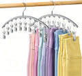 Legging Organizer for Closet, Metal Yoga Pants Hanger w/Rubber Coated 2 Pack w/10 Clips Hold 20 Leggings, Hangers