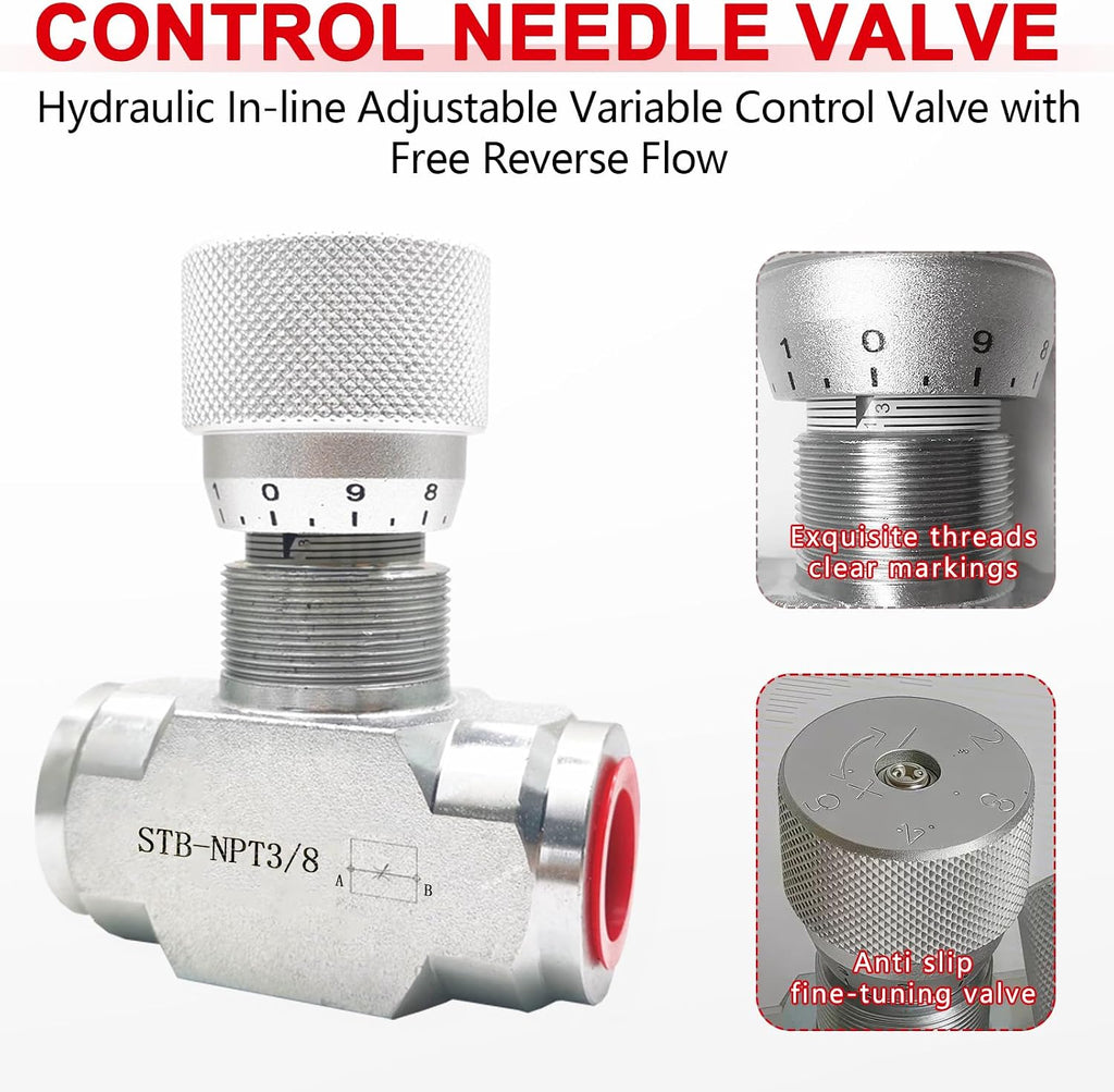 3/8" Hydraulic Adjustable Flow Control Two-way Valve